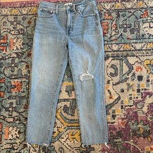 Madewell Light Blue Cropped Distressed Jeans